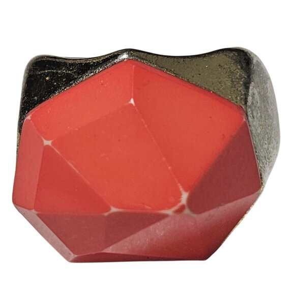 Bold Geometric Faceted Red Statement Ring Stretch Band Fashion Jewelry Women - Picture 2 of 6